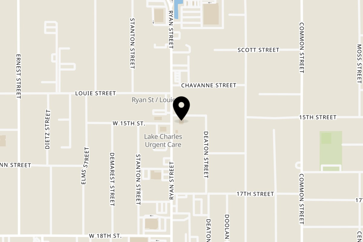 Map showing the location of Shwarmas on 2401 Ryan St in Lake Charles